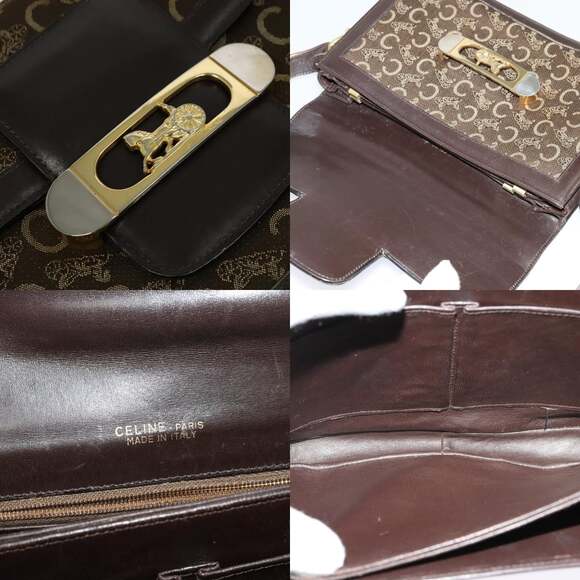 CELINE C Sulky Shoulder Bag Canvas Brown Gold - Picture 11 of 13